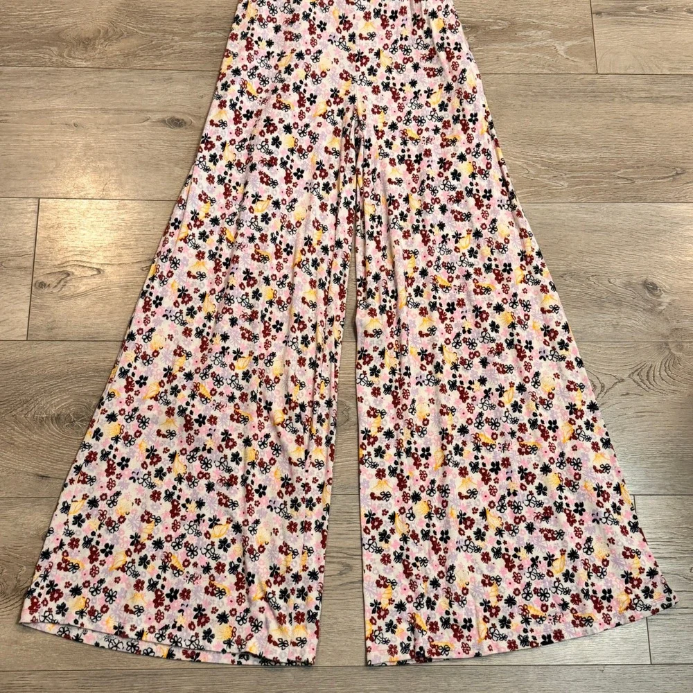 Free People Vibe Check Floral Wide Leg Jumpsuit‎ Mock Neck Tie Waist Medium M
